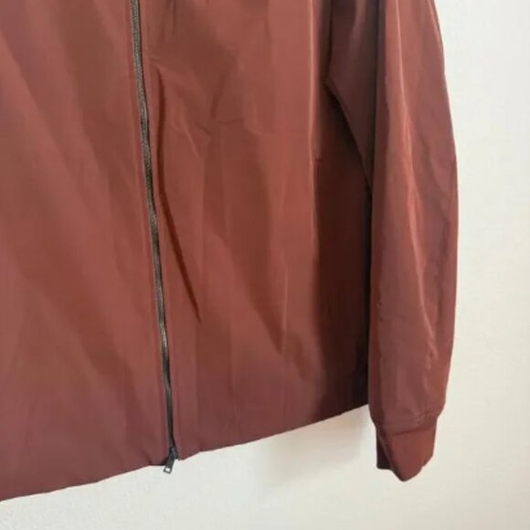 Theory Red Burgundy Brown Bomber Jacket Coat Size M Quiet Luxury $395 City Shell - Picture 4 of 6